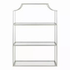 Étagère Murale Étagée Argentée 20" x 30" : 4 niveaux en verre, cadre en métal, aucun assemblage requis