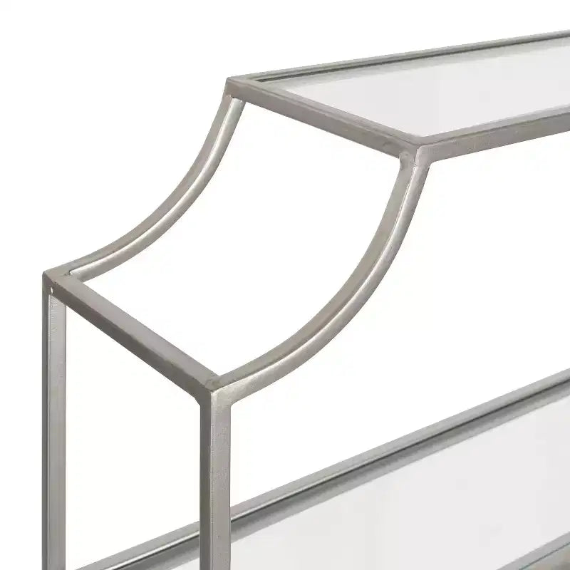 Étagère Murale Étagée Argentée 20" x 30" : 4 niveaux en verre, cadre en métal, aucun assemblage requis