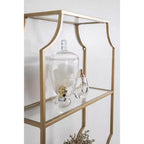 Étagère murale métallique 18" x 24" Dorée : Rangement élégant, présentoir en verre à 3 niveaux
