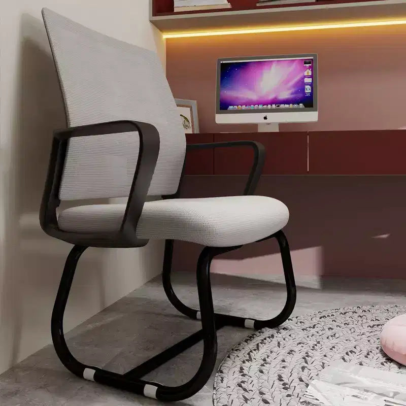 Chaise de bureau minimaliste, chaise d'ordinateur rembourrée avec cadre en métal et accoudoirs, chaise confortable pour la maison et le bureau