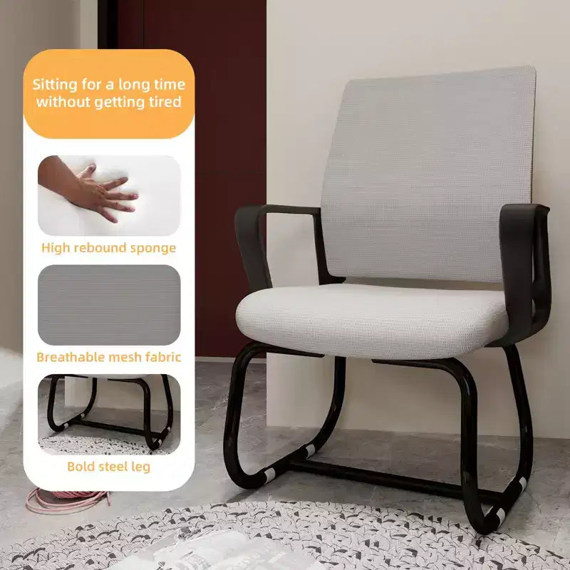 Chaise de bureau minimaliste, chaise d'ordinateur rembourrée avec cadre en métal et accoudoirs, chaise confortable pour la maison et le bureau