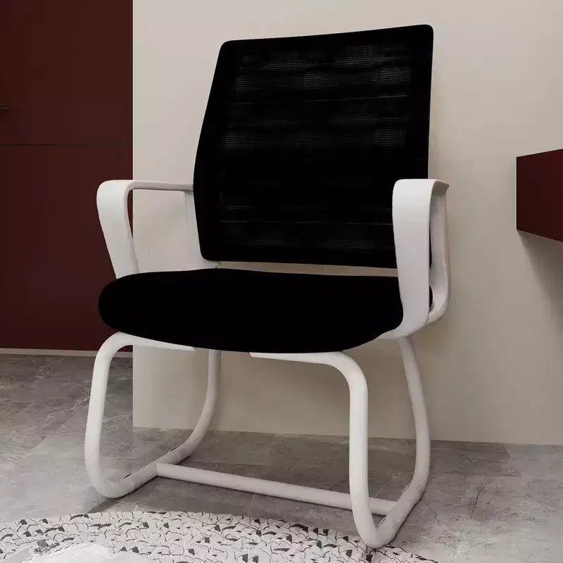 Chaise de bureau minimaliste, chaise d'ordinateur rembourrée avec cadre en métal et accoudoirs, chaise confortable pour la maison et le bureau
