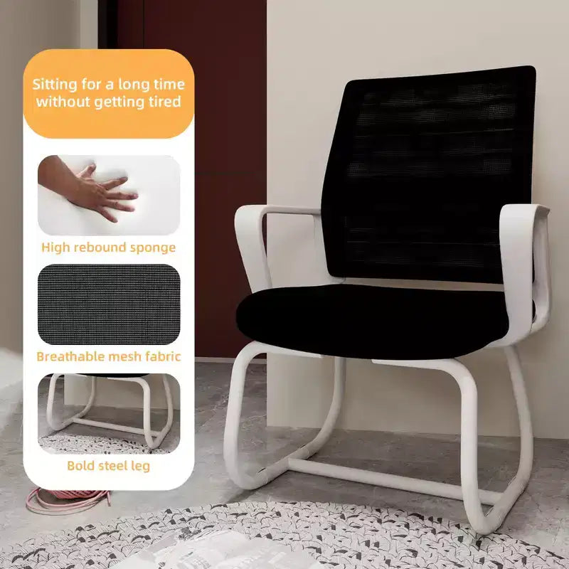 Chaise de bureau minimaliste, chaise d'ordinateur rembourrée avec cadre en métal et accoudoirs, chaise confortable pour la maison et le bureau