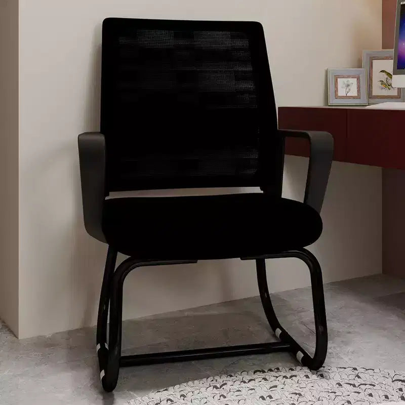 Chaise de bureau minimaliste, chaise d'ordinateur rembourrée avec cadre en métal et accoudoirs, chaise confortable pour la maison et le bureau