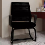 Chaise de bureau minimaliste, chaise d'ordinateur rembourrée avec cadre en métal et accoudoirs, chaise confortable pour la maison et le bureau