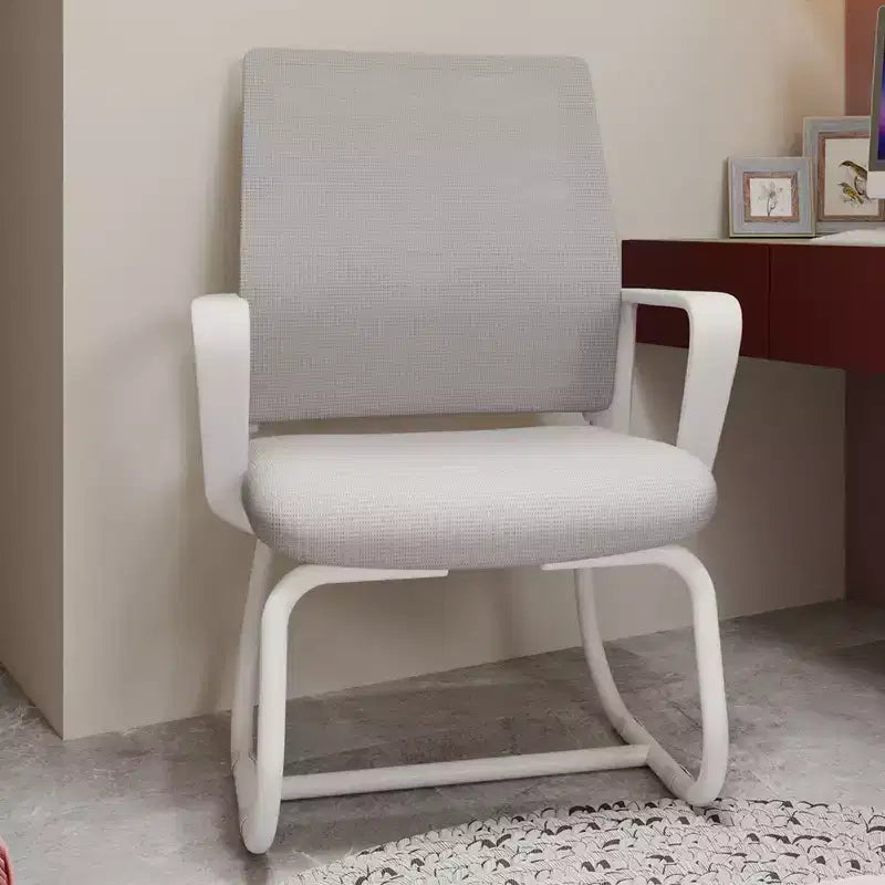 Chaise de bureau minimaliste, chaise d'ordinateur rembourrée avec cadre en métal et accoudoirs, chaise confortable pour la maison et le bureau