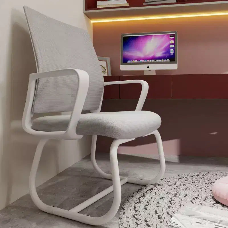 Chaise de bureau minimaliste, chaise d'ordinateur rembourrée avec cadre en métal et accoudoirs, chaise confortable pour la maison et le bureau