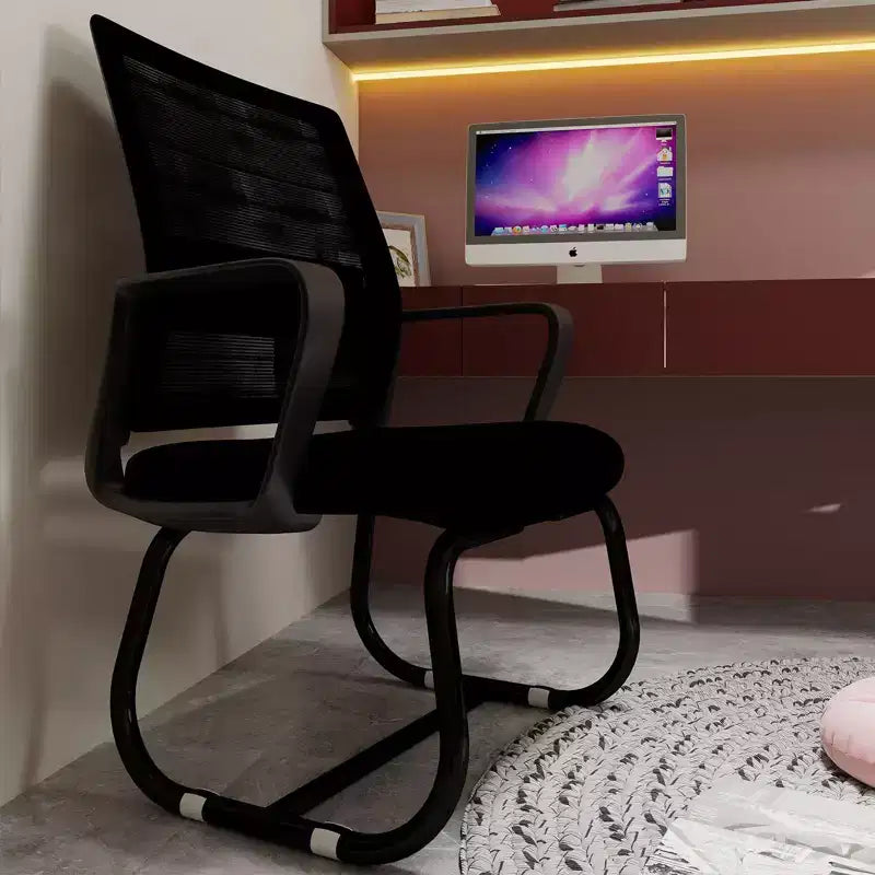 Chaise de bureau minimaliste, chaise d'ordinateur rembourrée avec cadre en métal et accoudoirs, chaise confortable pour la maison et le bureau