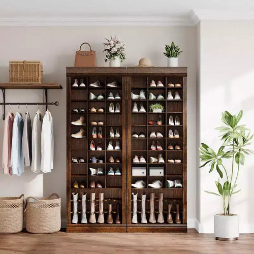 Meuble à chaussures 10 niveaux, Tour de rangement à chaussures en bois avec 30 casiers, Organisateur à chaussures autoportant pour entrée, salon