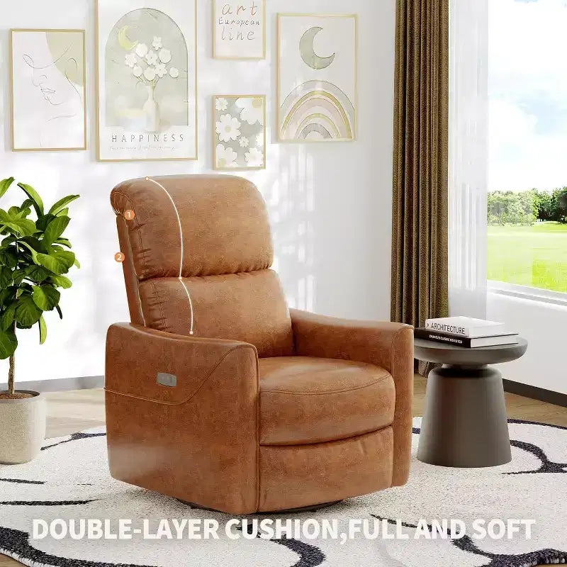Fauteuil de relaxation pivotant avec soutien lombaire, intérieur en simili cuir, adapté pour le salon, la chambre de bébé