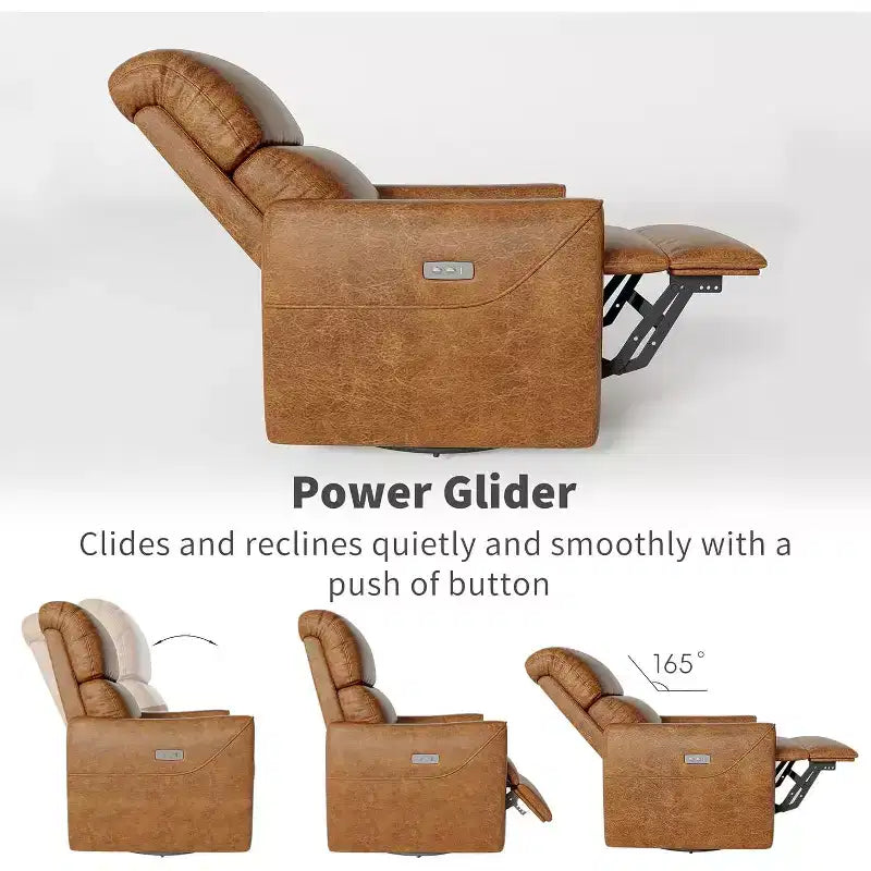 Fauteuil de relaxation pivotant avec soutien lombaire, intérieur en simili cuir, adapté pour le salon, la chambre de bébé