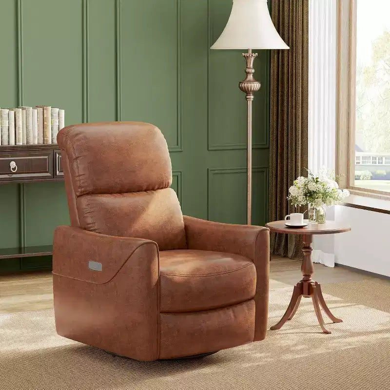 Fauteuil de relaxation pivotant avec soutien lombaire, intérieur en simili cuir, adapté pour le salon, la chambre de bébé