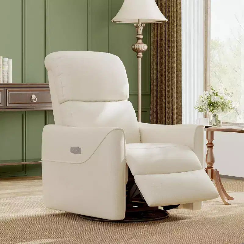 Fauteuil de relaxation pivotant avec soutien lombaire, intérieur en simili cuir, adapté pour le salon, la chambre de bébé