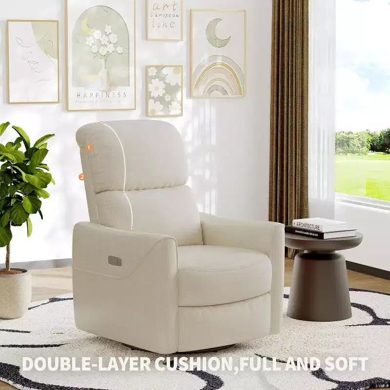 Fauteuil de relaxation pivotant avec soutien lombaire, intérieur en simili cuir, adapté pour le salon, la chambre de bébé