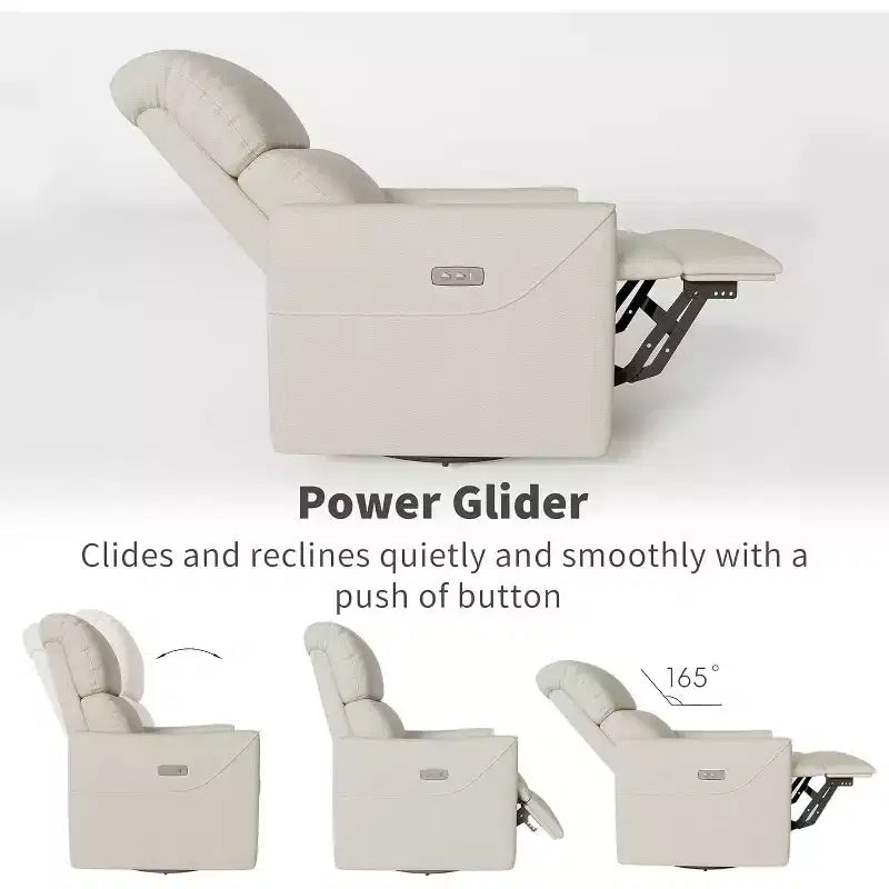 Fauteuil de relaxation pivotant avec soutien lombaire, intérieur en simili cuir, adapté pour le salon, la chambre de bébé
