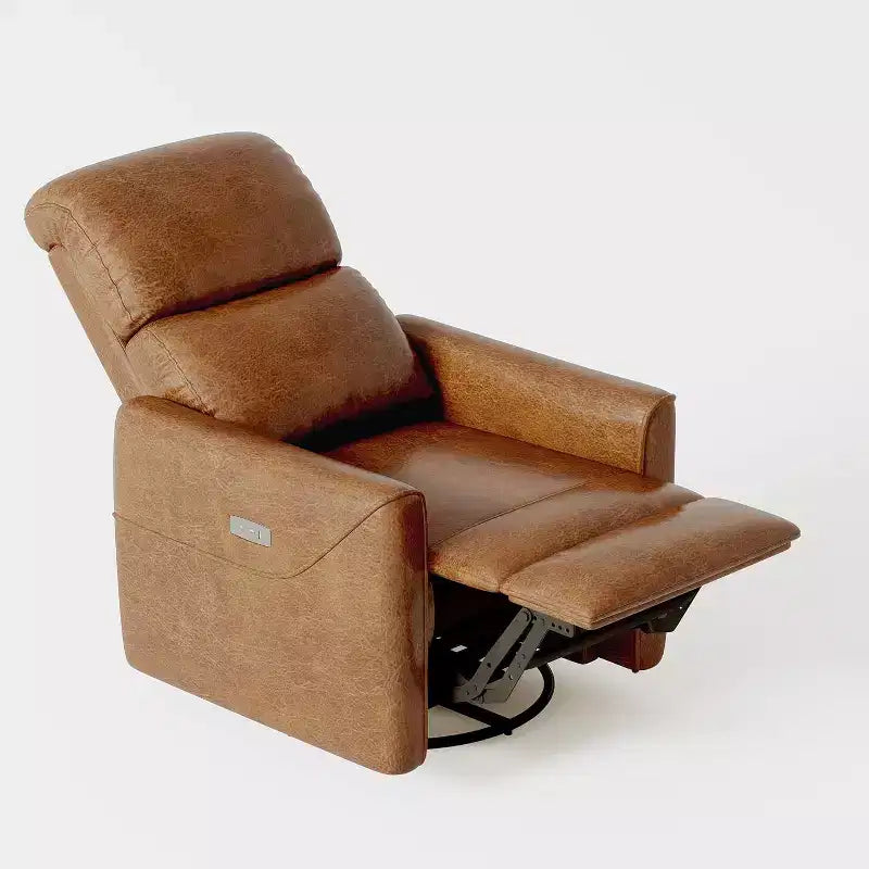 Fauteuil de relaxation pivotant avec soutien lombaire, intérieur en simili cuir, adapté pour le salon, la chambre de bébé