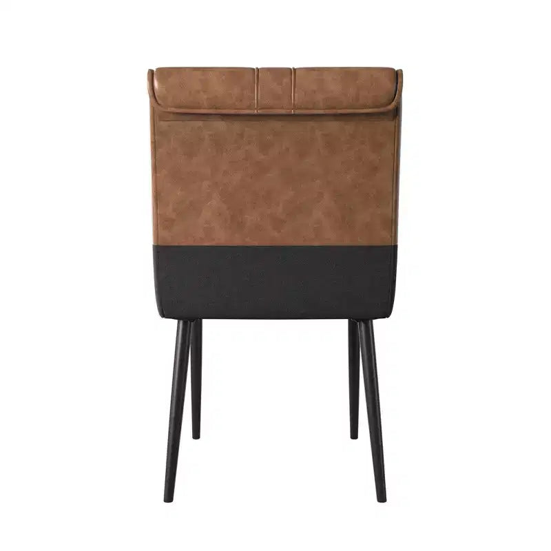 Chaises de salle à manger rembourrées, chaises de cuisine en similicuir avec pieds en métal, chaises d'appoint de salle à manger modernes marron