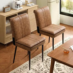 Chaises de salle à manger rembourrées, chaises de cuisine en similicuir avec pieds en métal, chaises d'appoint de salle à manger modernes marron
