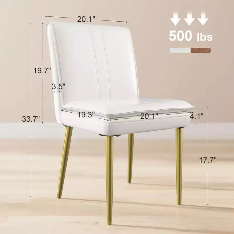 Chaises de salle à manger rembourrées, chaises de cuisine en similicuir avec pieds en métal, chaises d'appoint de salle à manger modernes marron