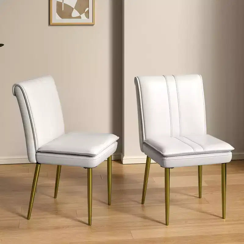 Chaises de salle à manger rembourrées, chaises de cuisine en similicuir avec pieds en métal, chaises d'appoint de salle à manger modernes marron