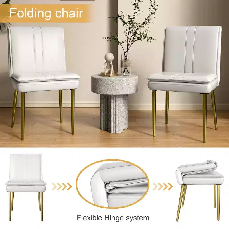 Chaises de salle à manger rembourrées, chaises de cuisine en similicuir avec pieds en métal, chaises d'appoint de salle à manger modernes marron