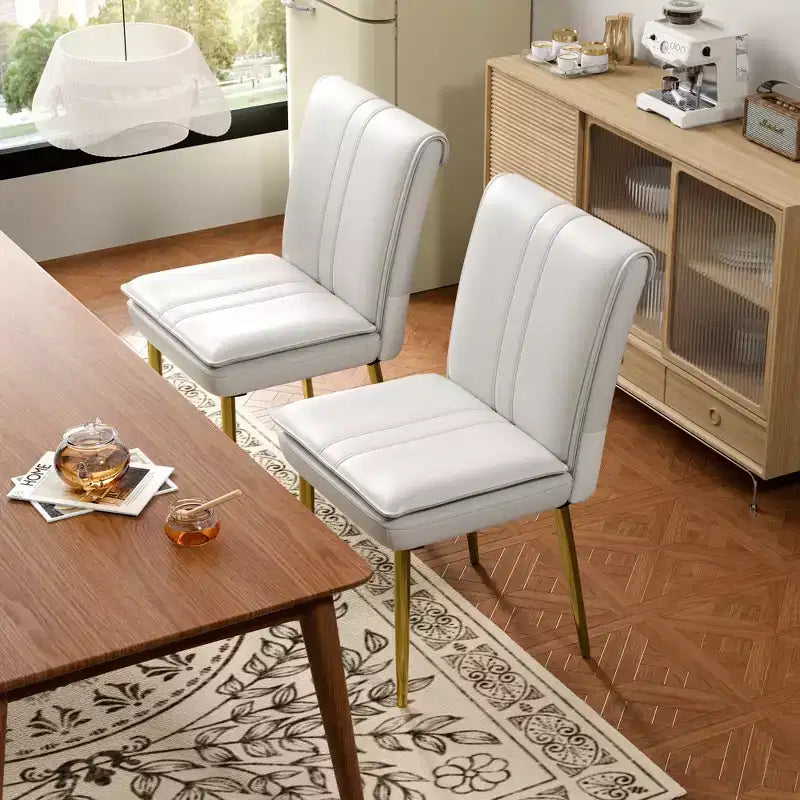 Chaises de salle à manger rembourrées, chaises de cuisine en similicuir avec pieds en métal, chaises d'appoint de salle à manger modernes marron