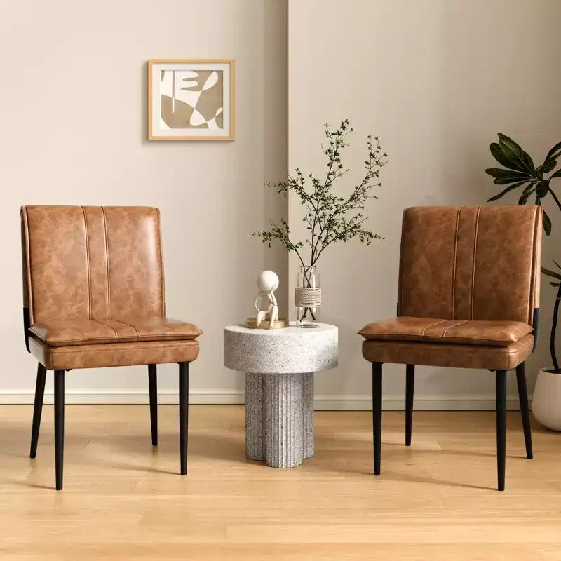 Chaises de salle à manger rembourrées, chaises de cuisine en similicuir avec pieds en métal, chaises d'appoint de salle à manger modernes marron