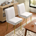 Chaises de salle à manger rembourrées, chaises de cuisine en similicuir avec pieds en métal, chaises d'appoint de salle à manger modernes marron