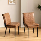VECELO Upholstered Dining Chairs (Set of 2*4), Faux Leather Kitchen Chairs with Metal Legs, Modern Brown Dining Room Side Chairs