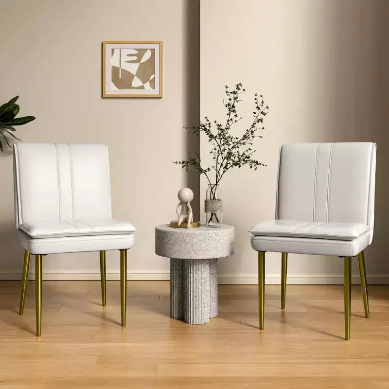 Chaises de salle à manger rembourrées, chaises de cuisine en similicuir avec pieds en métal, chaises d'appoint de salle à manger modernes marron
