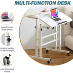 Petit bureau debout à hauteur réglable, bureau mobile avec plateau inclinable et roues verrouillables, bureau d'ordinateur portable roulant portable pour la maison