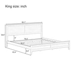 Lit plateforme en bois massif King Size avec tête de lit et lattes en bois robustes