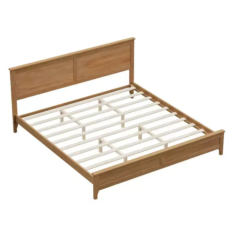 Lit plateforme en bois massif King Size avec tête de lit et lattes en bois robustes