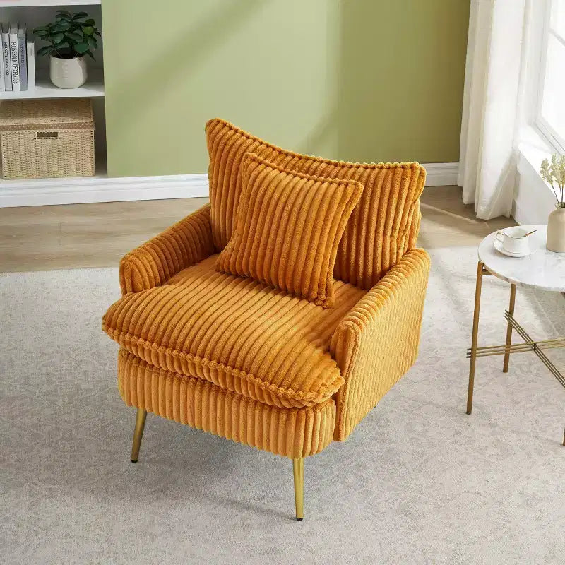 Fauteuil d'appoint moderne avec accoudoirs et pieds dorés, petit fauteuil de loisirs, canapé simple pour salon, appartement