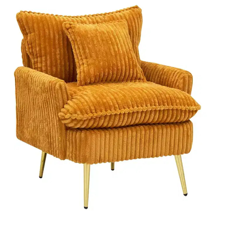 Fauteuil d'appoint moderne avec accoudoirs et pieds dorés, petit fauteuil de loisirs, canapé simple pour salon, appartement