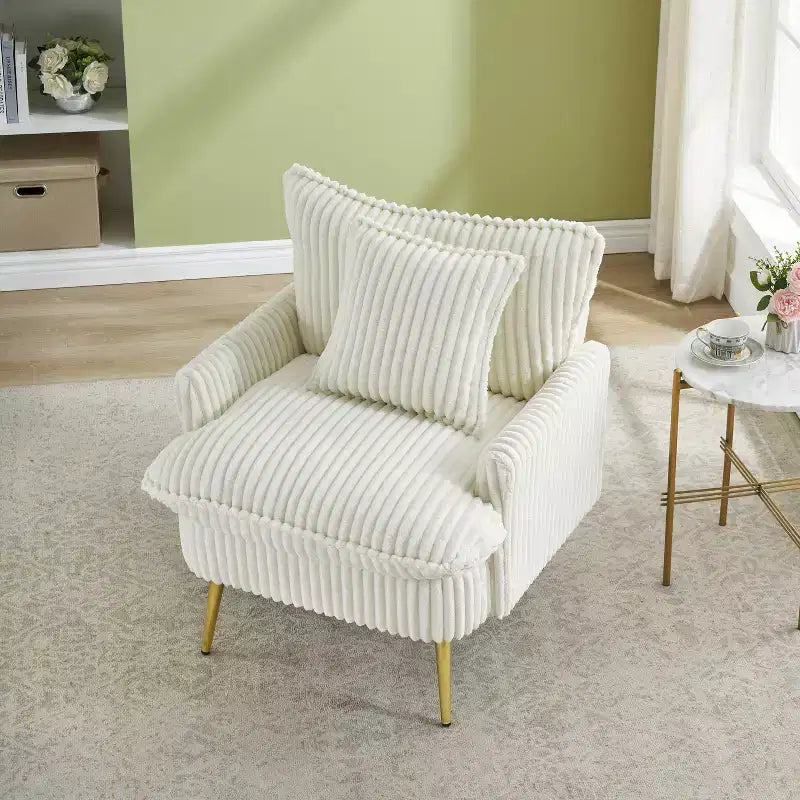 Fauteuil d'appoint moderne avec accoudoirs et pieds dorés, petit fauteuil de loisirs, canapé simple pour salon, appartement