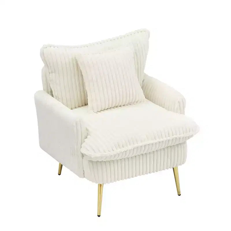 Fauteuil d'appoint moderne avec accoudoirs et pieds dorés, petit fauteuil de loisirs, canapé simple pour salon, appartement