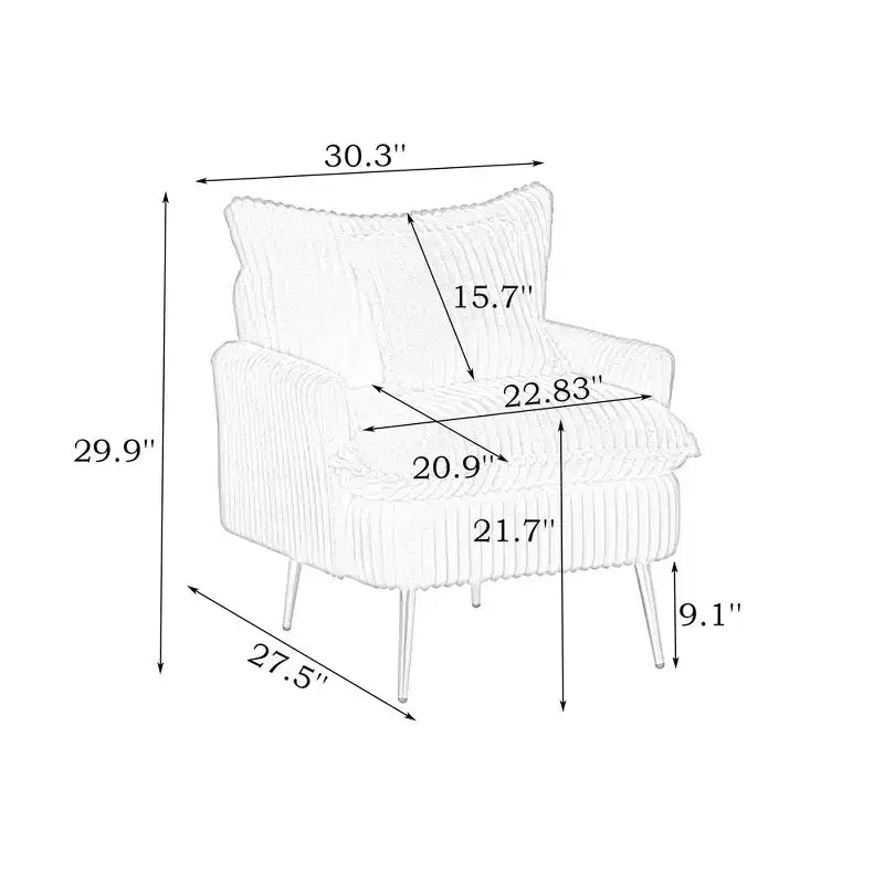 Fauteuil d'appoint moderne avec accoudoirs et pieds dorés, petit fauteuil de loisirs, canapé simple pour salon, appartement