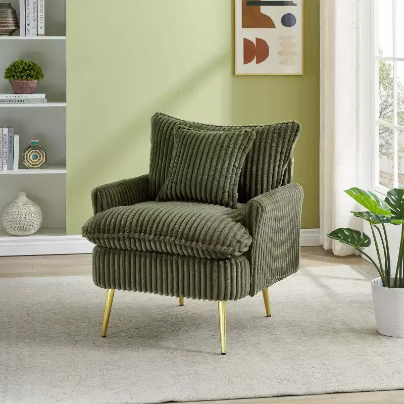 Fauteuil d'appoint moderne avec accoudoirs et pieds dorés, petit fauteuil de loisirs, canapé simple pour salon, appartement