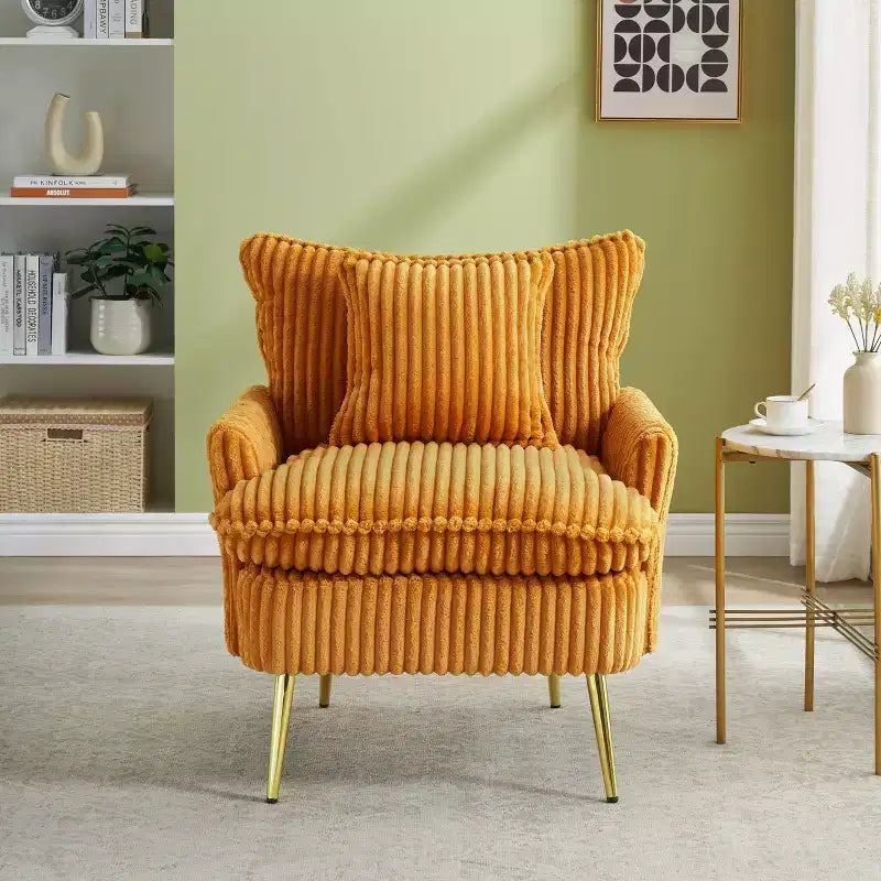 Fauteuil d'appoint moderne avec accoudoirs et pieds dorés, petit fauteuil de loisirs, canapé simple pour salon, appartement