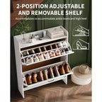 Meuble à chaussures, Meuble à chaussures autonome avec 2 tiroirs basculants, Étagère à chaussures étroite moderne pour entrée et couloir
