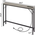 39.3 Console avec station d'alimentation intégrée, table d'entrée étroite avec ports USB et prises de courant, table de canapé pour salon