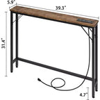 39.3 Console avec station d'alimentation intégrée, table d'entrée étroite avec ports USB et prises de courant, table de canapé pour salon