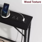 39.3 Console avec station d'alimentation intégrée, table d'entrée étroite avec ports USB et prises de courant, table de canapé pour salon