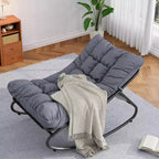 Fauteuil à bascule d'extérieur Papasan avec coussin pour terrasse, véranda ou balcon, fauteuil de salon rond et confortable