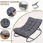 Fauteuil à bascule d'extérieur Papasan avec coussin pour terrasse, véranda ou balcon, fauteuil de salon rond et confortable