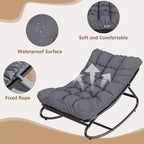 Fauteuil à bascule d'extérieur Papasan avec coussin pour terrasse, véranda ou balcon, fauteuil de salon rond et confortable