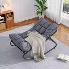 Fauteuil à bascule d'extérieur Papasan avec coussin pour terrasse, véranda ou balcon, fauteuil de salon rond et confortable