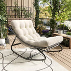 Fauteuil à bascule d'extérieur Papasan avec coussin pour terrasse, véranda ou balcon, fauteuil de salon rond et confortable