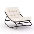 Fauteuil à bascule d'extérieur Papasan avec coussin pour terrasse, véranda ou balcon, fauteuil de salon rond et confortable